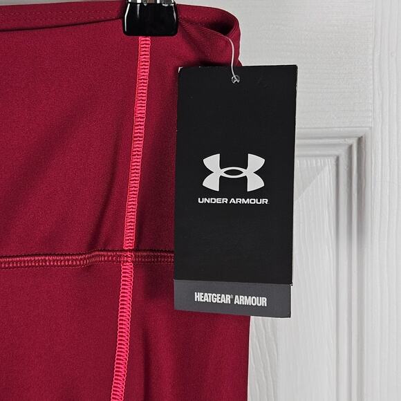 Under Armour NWT Heat Gear No Slip Compression Leggings Womens Size M Ankle Red - Picture 5 of 6